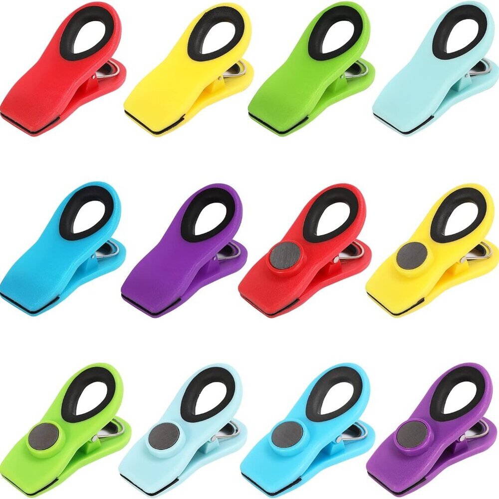 12 Pack Chip Clips, Magnetic Bag Clips with Airtight Seal for Chips, Bread, Snac